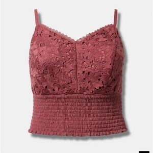 NWT Torrid Lace Smocked Crop Top